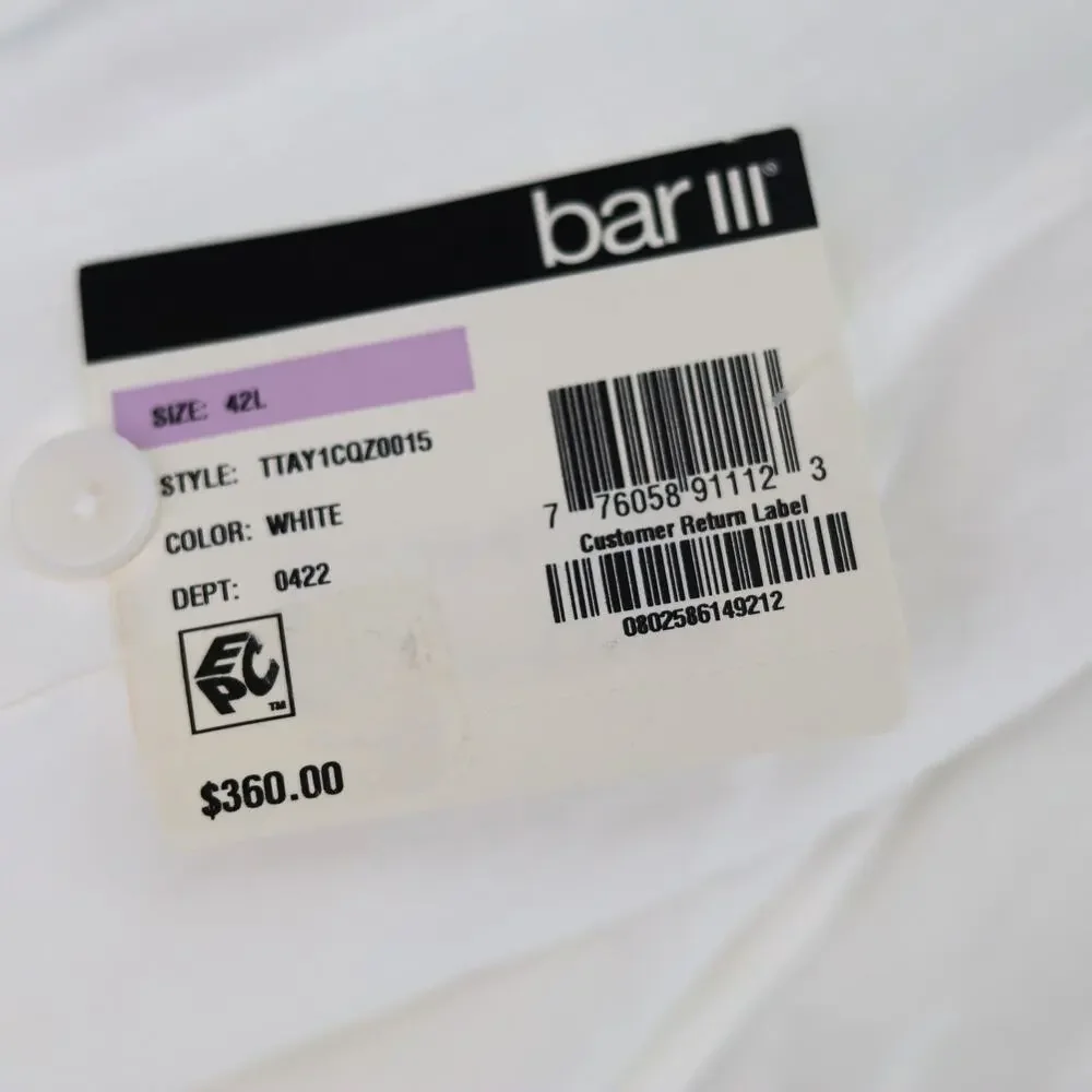 Bar III Men's White Linen Summer Casual Slim-Fit Formal Suit Jacket Size 42L